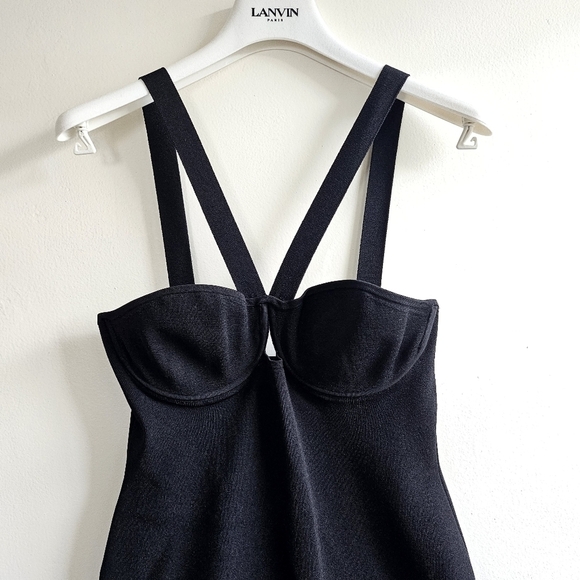 New Galvan London Sculpted Venus Black Midi Cocktail Dress NWT Medium - Picture 5 of 11